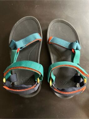 Teva Hurricane XLT JR Sandal | Kids Green, Blue & Orange Strap Sandals